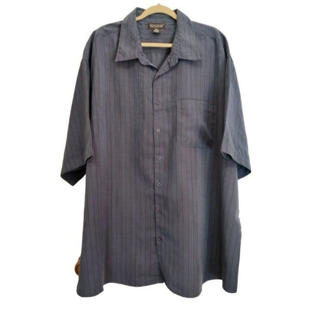 Montage Collection Button Up Shirt Mens 3XL  XXXL Blue Strip‎ Pocket